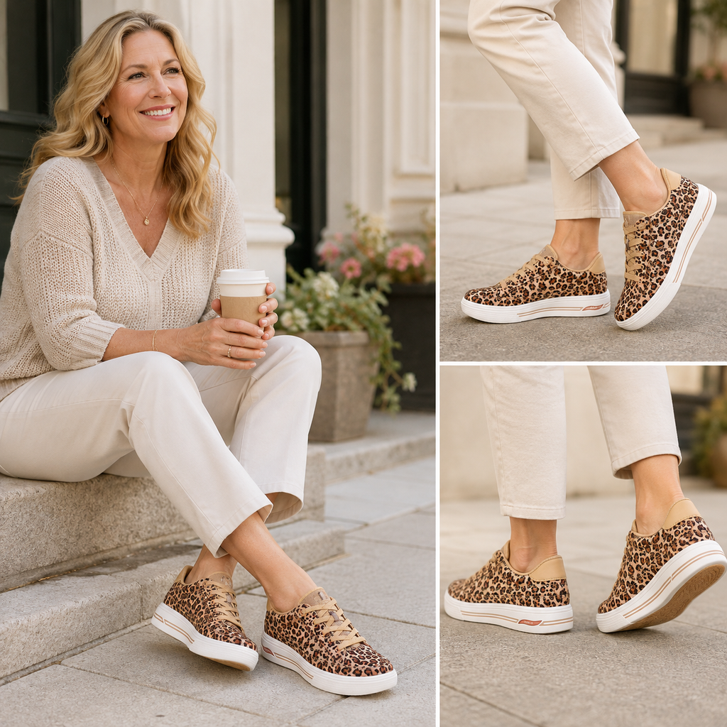 Women’s Everyday Comfort Canvas Sneakers – Cushioned Lace-Up Casual Shoes